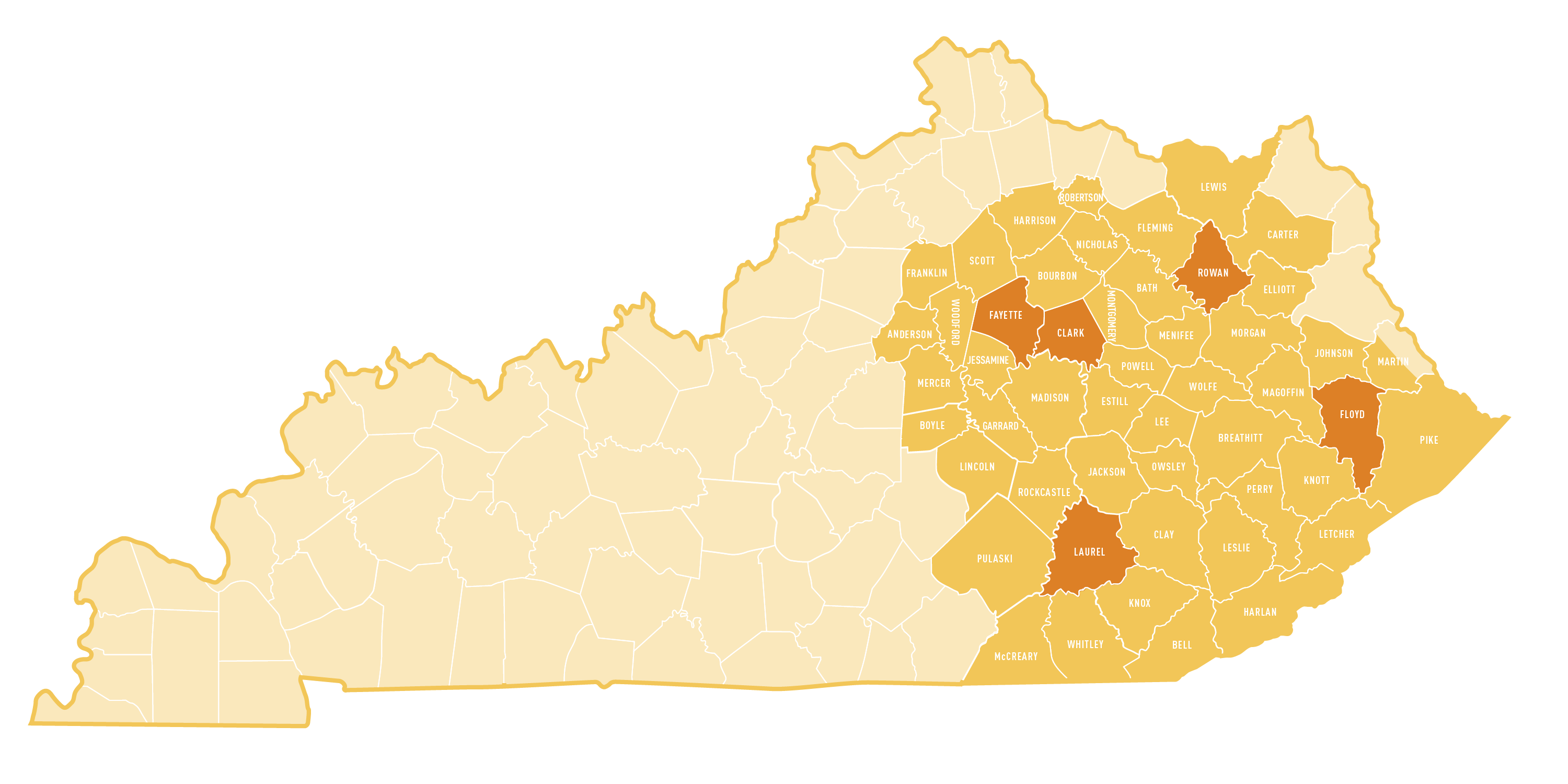 God's Pantry Food Bank coverage area in Kentucky